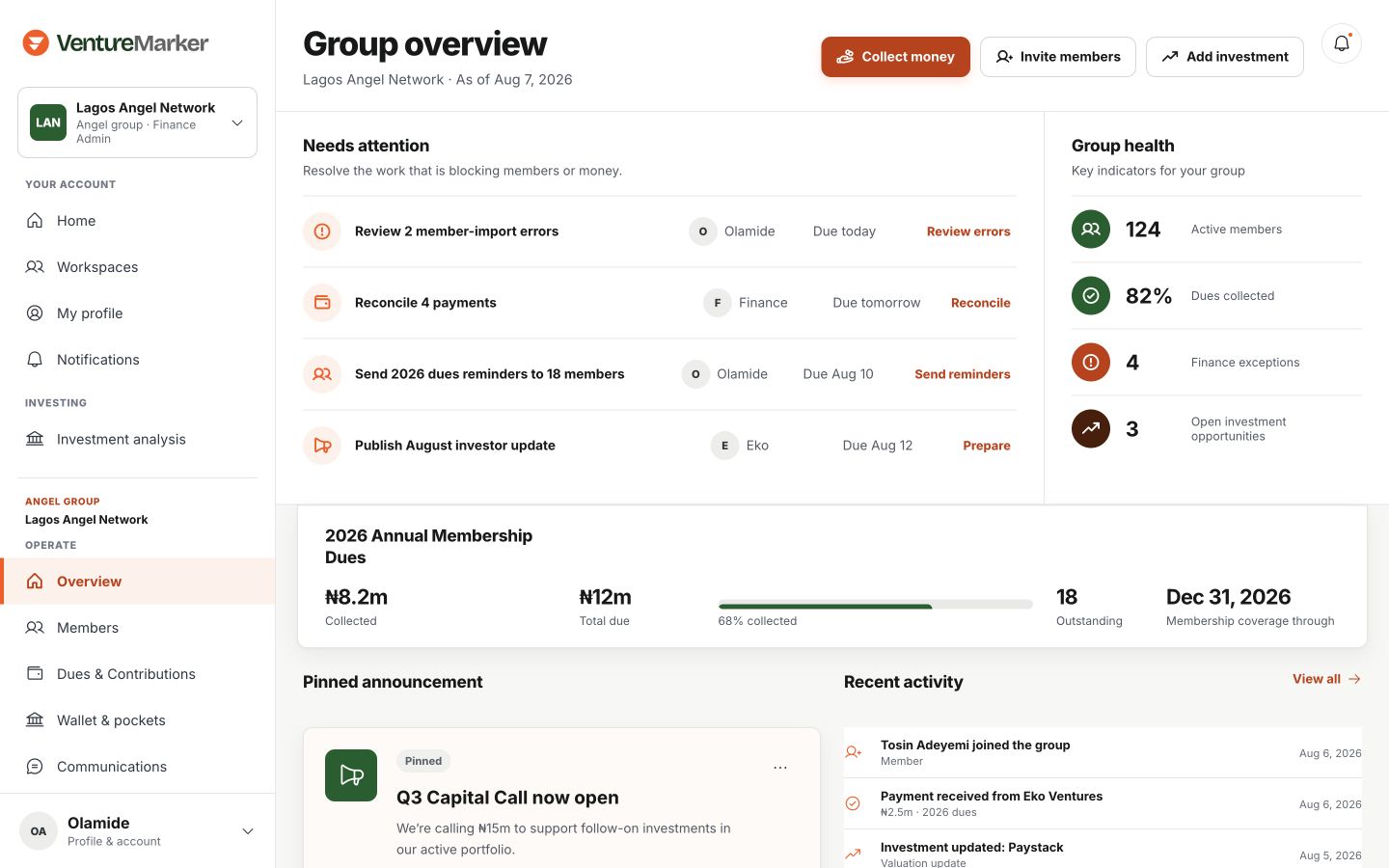VentureMarker primary product workspace